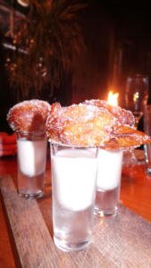 Bofrot (Puff Puff) (Ghanaian Style doughnuts) with Kenkey Milkshake Shots